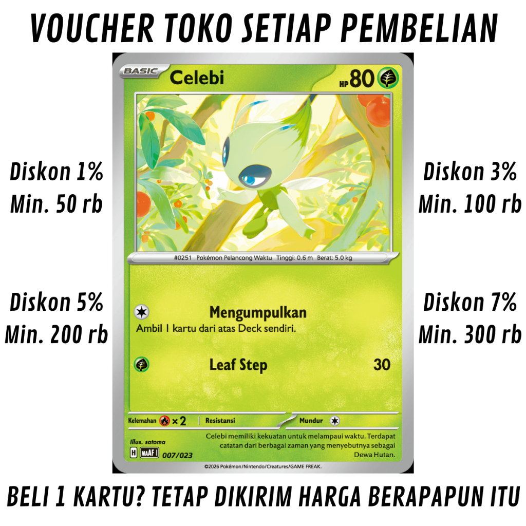 [583] Kartu Pokemon TCG Bahasa Indonesia KONDISI NM (NEAR MINT) Celebi Starter Deck ex Mega Venusaur