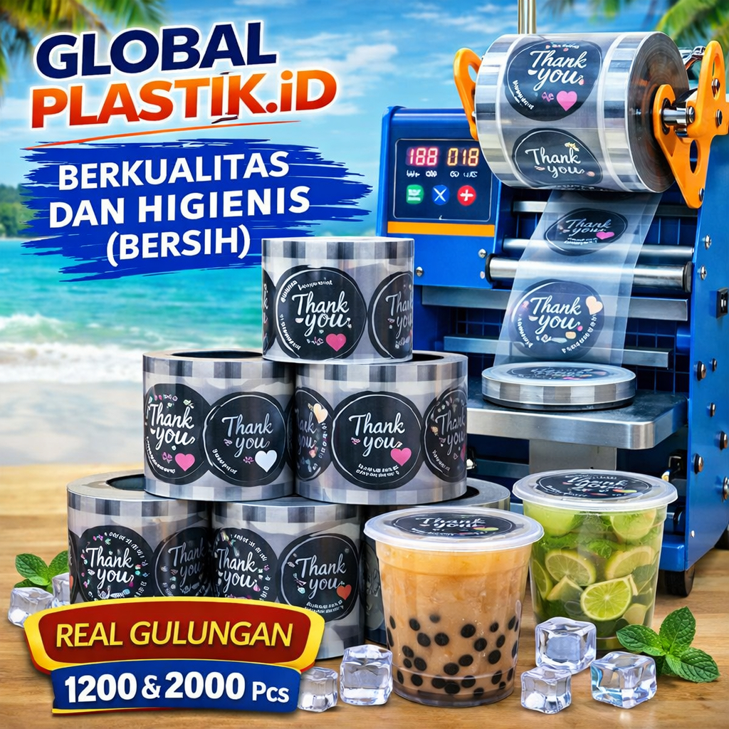 171 Thank You Hitam [1000, 1200, 2000] Seal Cup Plastik Lid / Cup Sealer / Seal Cup Plastik Lid / Pl