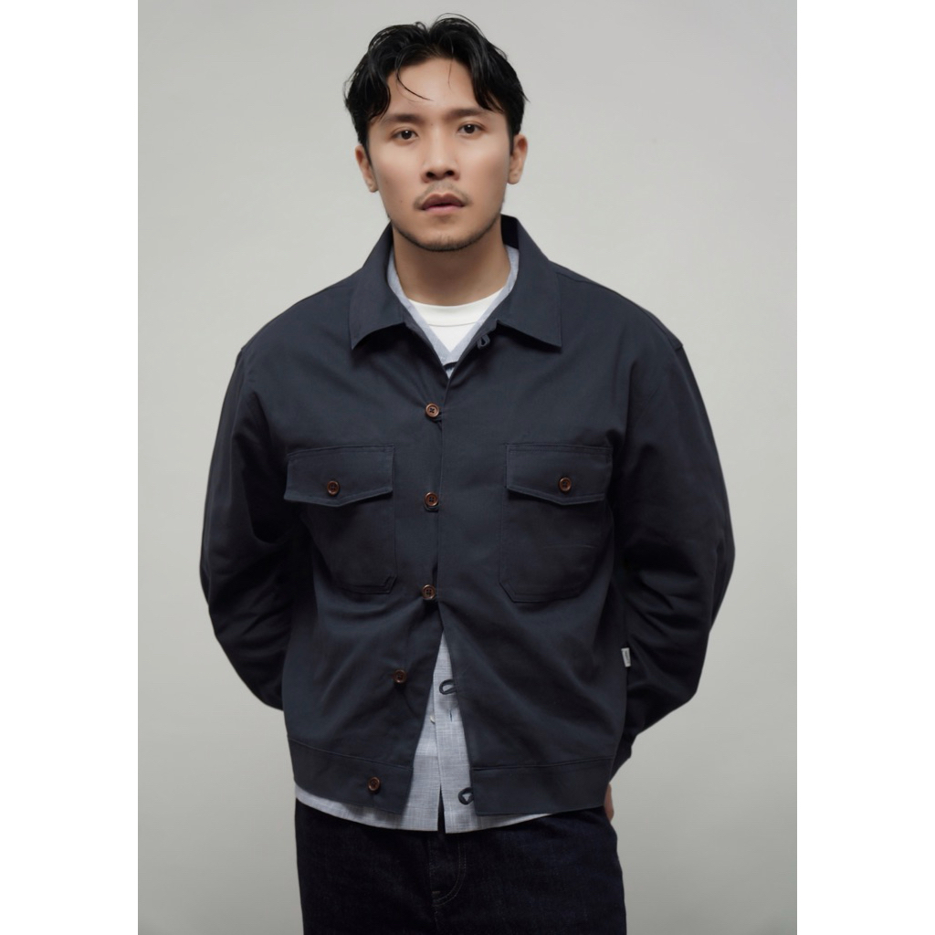 HIGHTY Landy Navy Twill Boxy Jacket | Jaket Pria