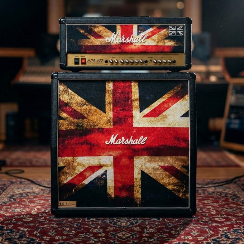 Ampli Gitar & Bass 4x12 Inch bluetooth bisa untuk karaoke 3 Input Marshall Head Cabinet Bonus Kabel 