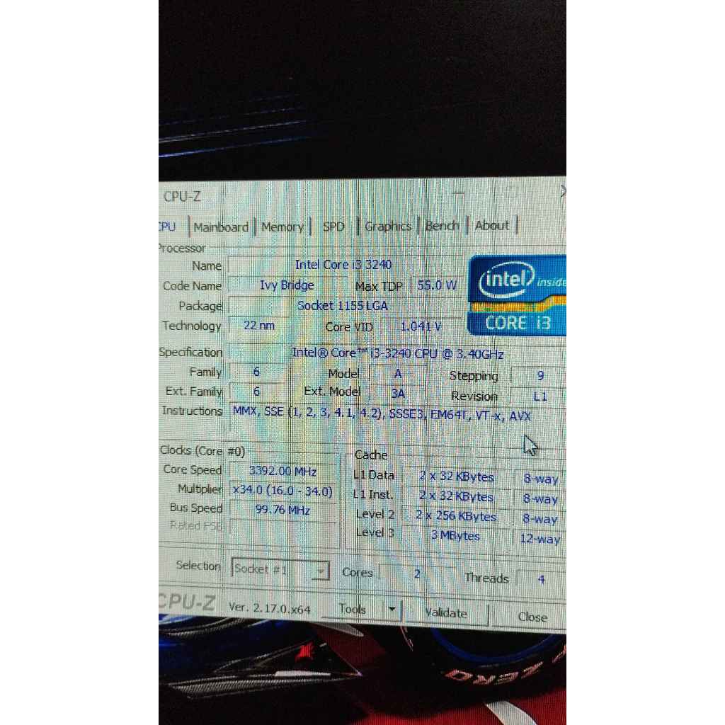 Paketan i3 3240 + H61M + Ram 16GB