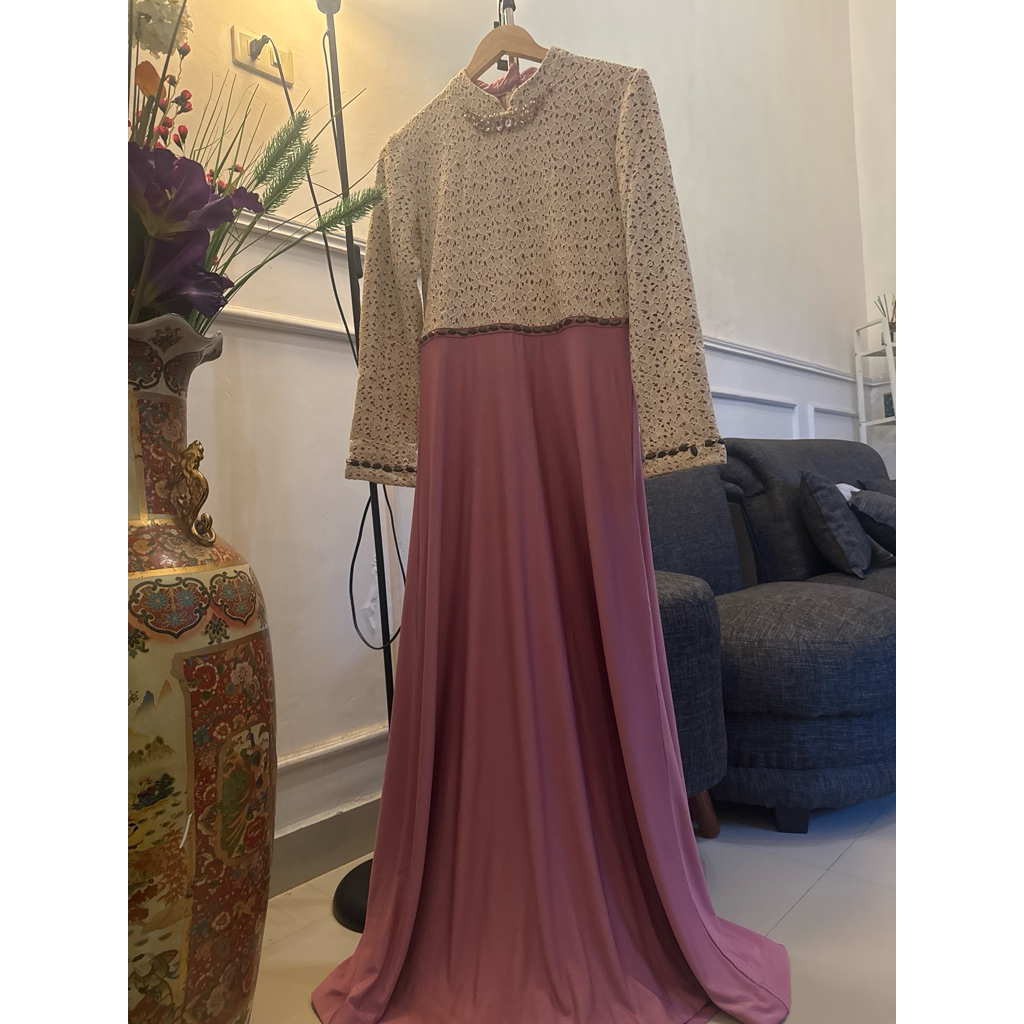 Gamis Pink payet batu uk M