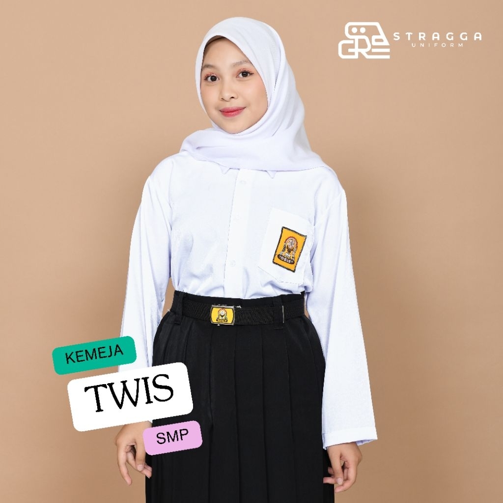 Stragga Uniform Baju Putih Lengan Panjang Tanpa Kancing Seragam Sekolah Smp Mts Bahan High Twis Untu