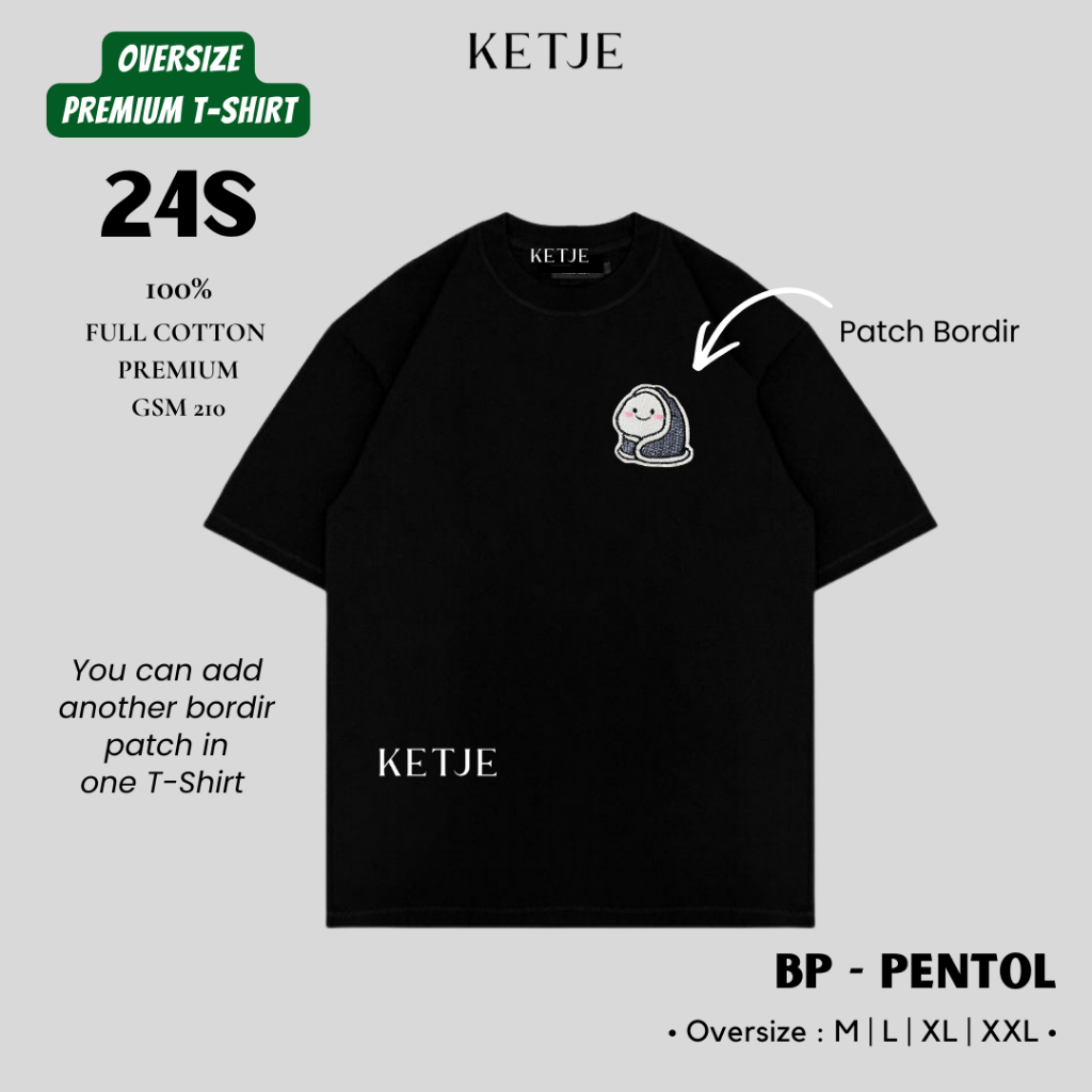 Baju Kaos Distro Bordir Patch Lucu - Kaos Baju Distro Pria Wanita Anak Banana Fries Burger Boba Coff