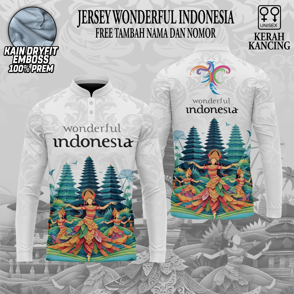 Jersey kaos wonderfull indonesia baju pariwisata BAHAN EMBOS PREMIUM lengan panjang
