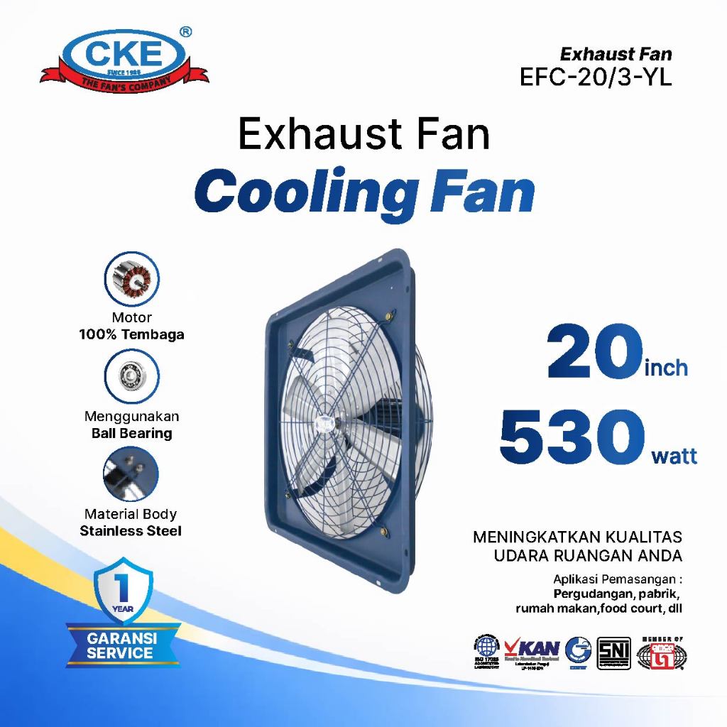 CKE Exhaust Fan Cooling Fan 20 Inch 380V INDUSTRI Exhaust Dinding Eksos Dinding Blower Gedung 3 Phas