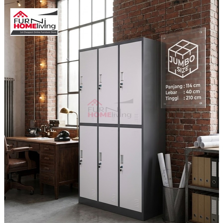 Loker Besi 6 Pintu + Gantungan Baju AKL06 JUMBO XL