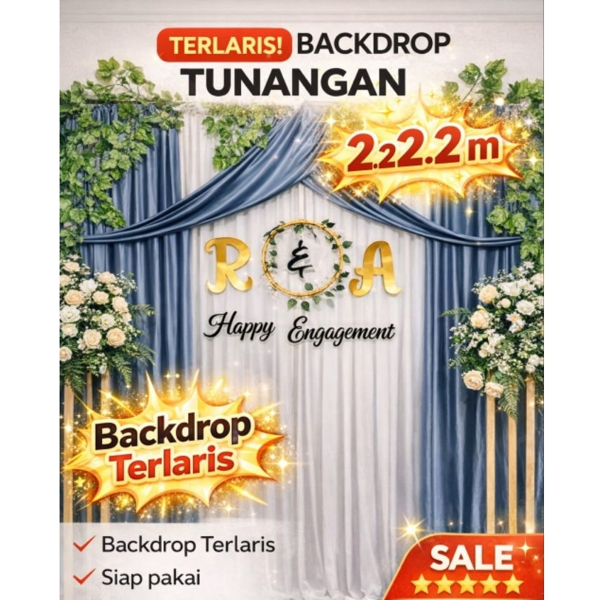 READY Backdrop Lamaran 2.2x2.2m Dekorasi Tunangan Set Backdrop Engagement