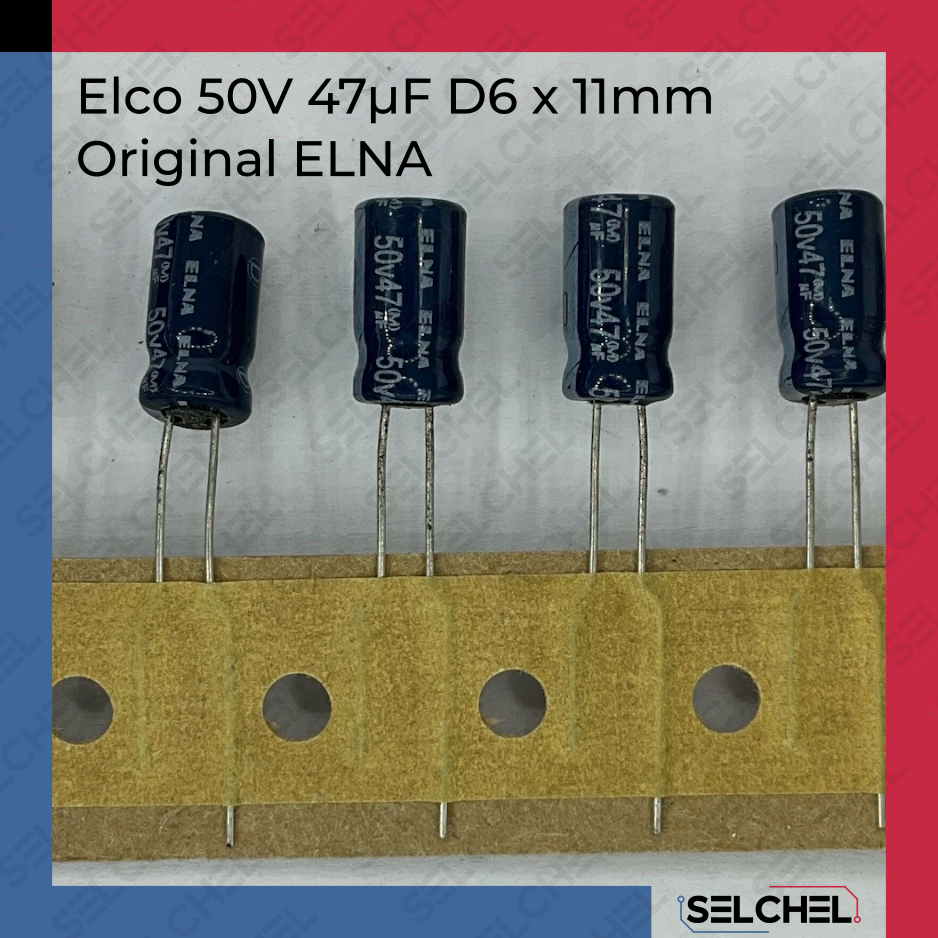 Elco 50V 47uF D6 x 11mm Original ELNA Kapasitor Elektrolit Radial PCB Audio Power Supply PSU