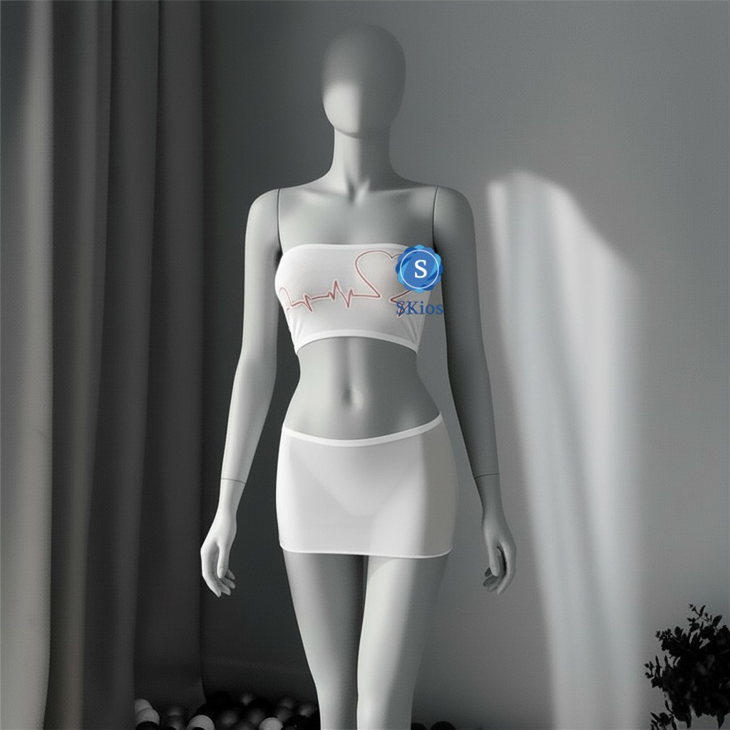 Lingerie Set Transparan Tube Top + Mini Skirt Mesh L287