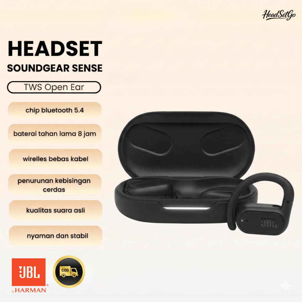 Headset Bluetooth JBL Soundgear Sense Earbuds Wireless Open-Ear Bluetooth Olahraga