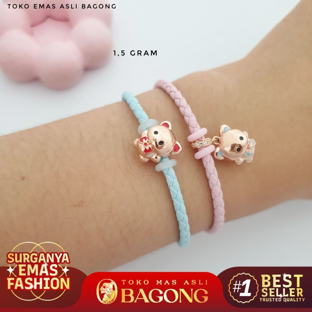 GELANG FASHION BRACELET BEAR 17K/750 - ASLI BAGONG GOLD BAGONG EMAS