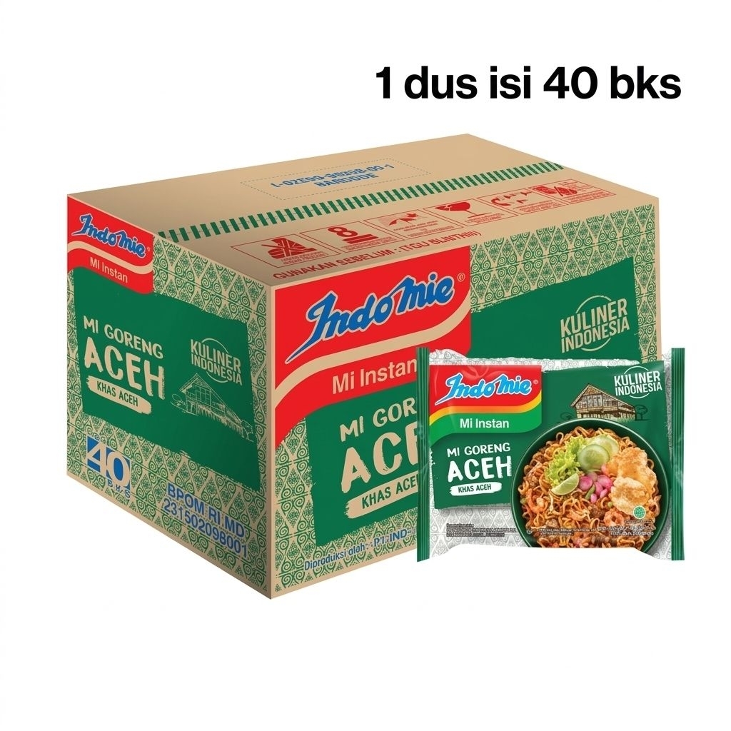 Indomie Goreng Aceh 1 Dus Isi 40 Pcs | Mie Instan Rasa Aceh | Indomie Goreng Aceh Karton | Stok Waru