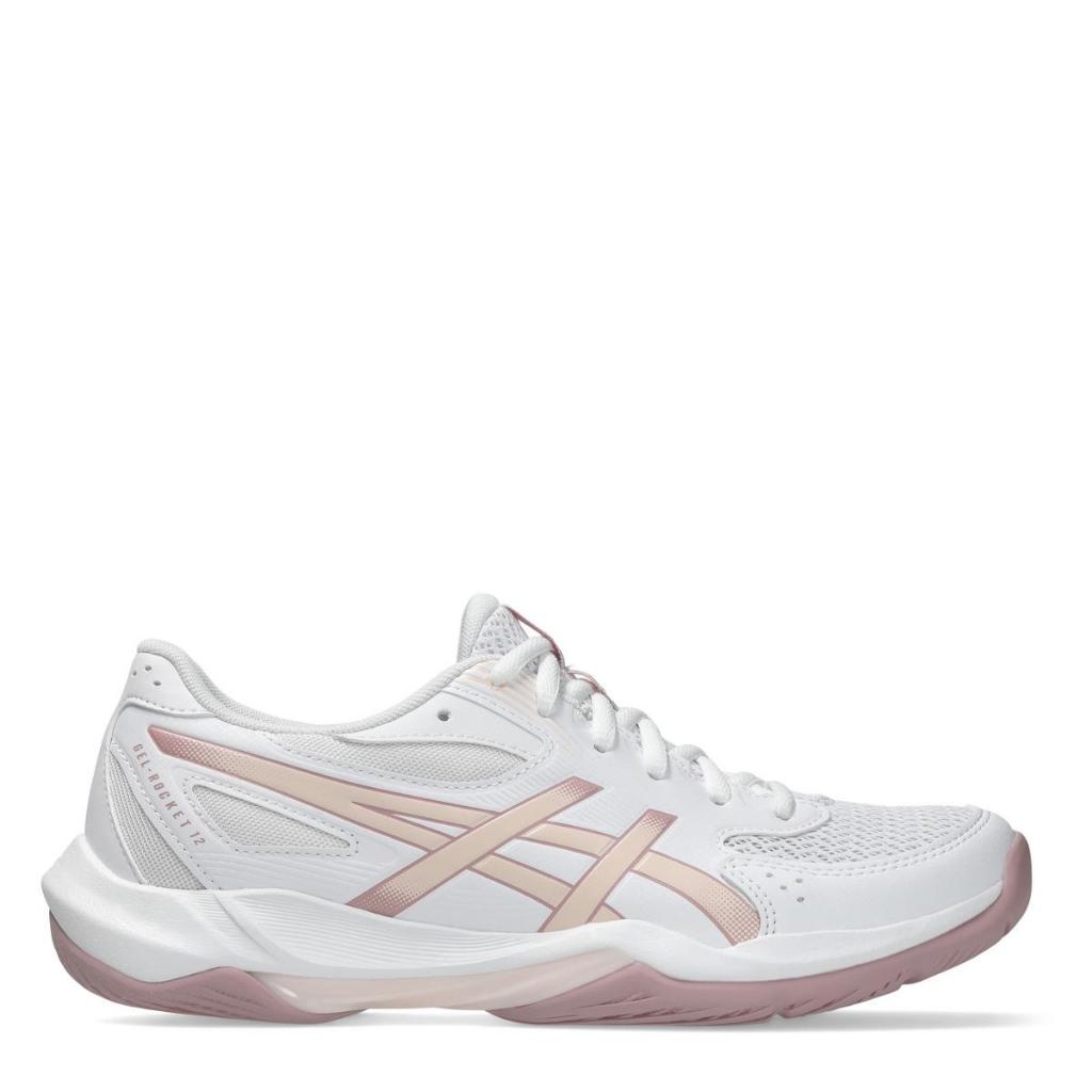 Sepatu Tenis Voli Badminton Squash Asics GEL-ROCKET 12 Women White Pearl Pink 1072A119.103