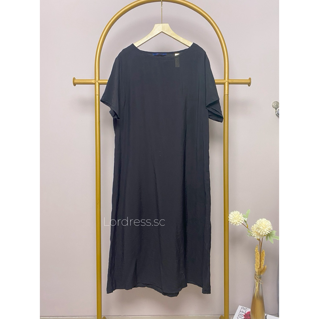 Preloved Long Midi Maxi Dress Gaun Minimalis Lengan Pendek Kekinian Korean Style Style Casual Linen 