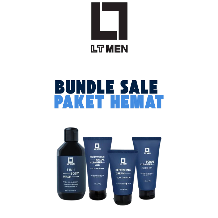 LT Men Paket lengkap isi 4 (Facial Cleanser, Facial Scrub, Refreshing cream, 3 in 1 Body Wash)