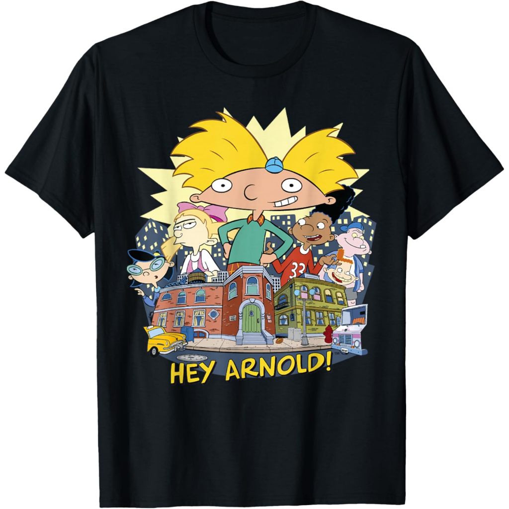 Kaos Hey Arnold Neighborhood Poster T-Shirt – Baju Vintage 90s Retro Pria Wanita Unisex Cotton Combe