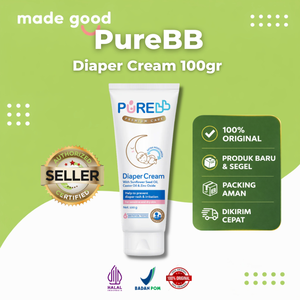 PureBB Pure Baby Diaper Cream 100gr Krim Bayi Anti Ruam Popok