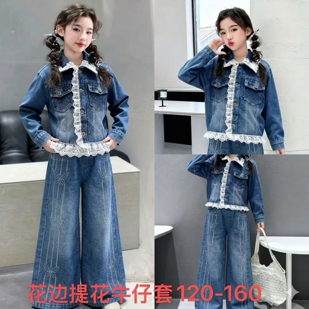 Setelan Kulot Jeans Premium Anak perempuan import 5-10t