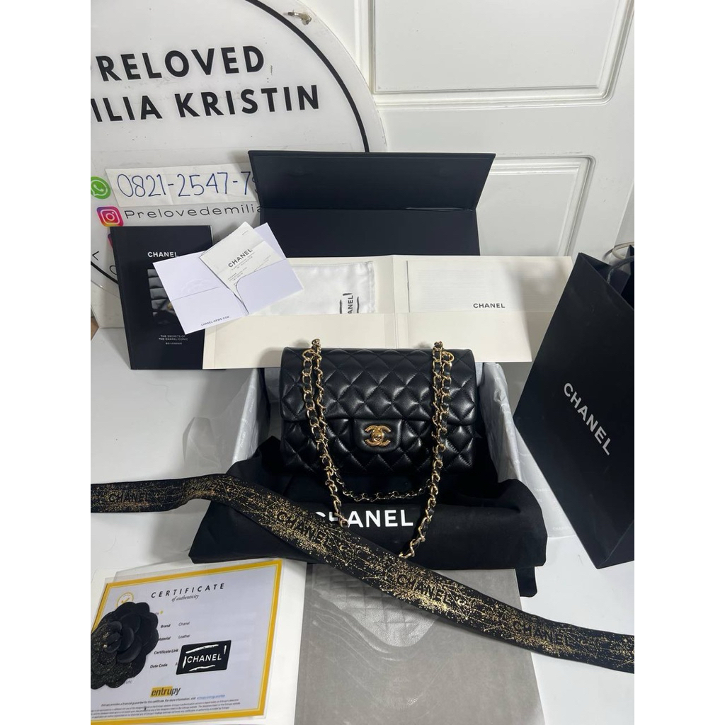 nego preloved 2023 Classic Small Lambskin black Lambskin GHW Double Flap Bag