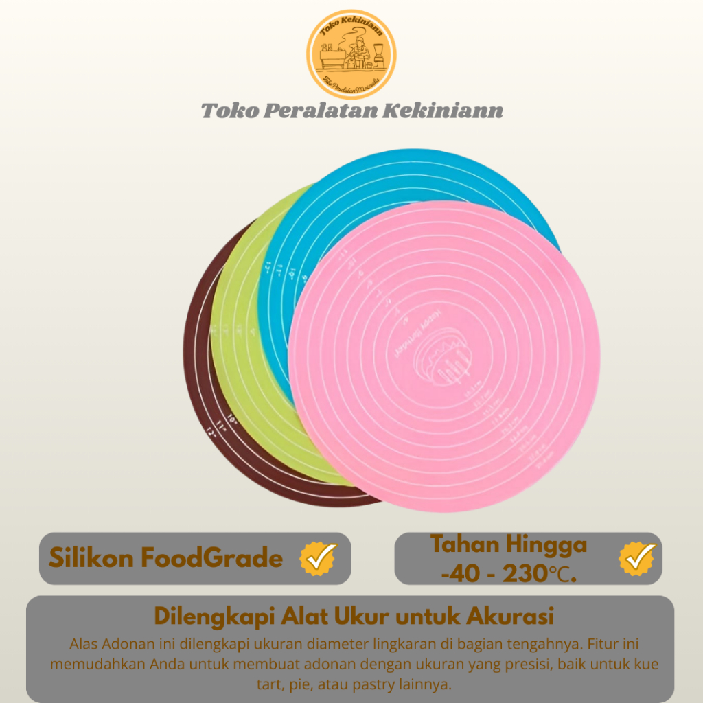 Tatakan Mat Alas Adonan Silikon FoodGrade Anti lengket Bulat Diameter 30 cm