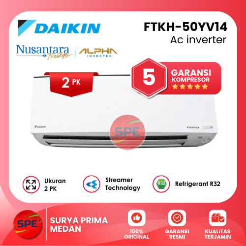 AC DAIKIN 2 PK ALPHA INVERTER FTKH-50YV14/FTKH50YV14 (GARANSI RESMI MEDAN)