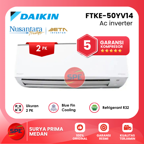 AC DAIKIN 2 PK BETA INVERTER DAIKIN FTKE50YV / FTKE-50YV GARANSI RESMI ( MEDAN)