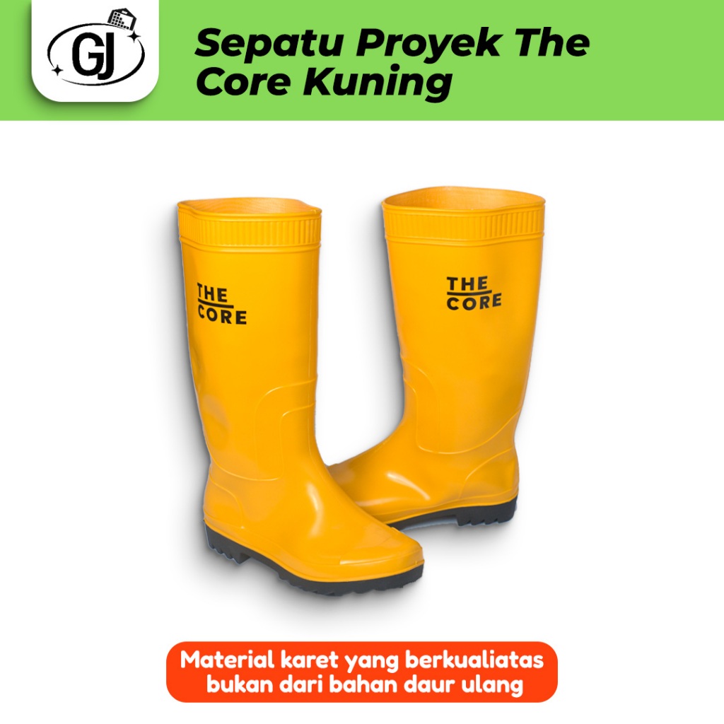 The Core Sepatu Proyek Safety Boots Kuning | Sepatu proyek The Core Kuning material karet yang berku