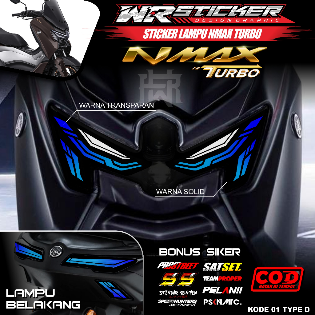 Stiker Lampu Motor Nmax Turbo New 2024 2025 Sticker Variasi Lampu Alis Nmax Neo S Transparan WR 01