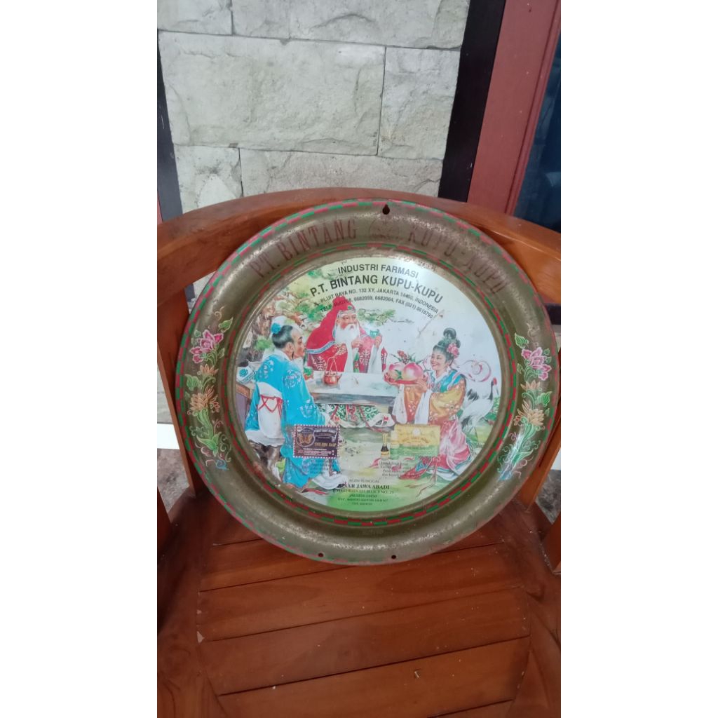 Nampan seng iklan enamel kalender harian jadul vintage lawas tahun 1980 an merk obat bintang kupu ku