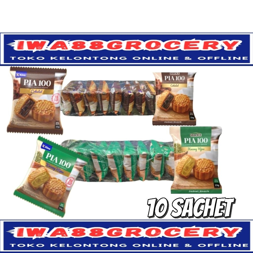 (minimal beli 2 renceng) Kino Pia 100 isi Kacang Hijau Coklat - Roti Tradisional dengan Isi Lembut