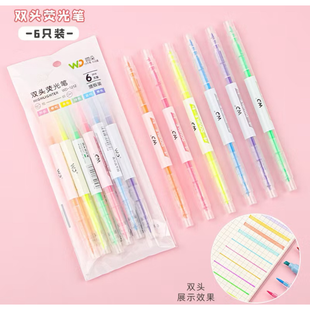 AT04 [6PCS] STABILO WARNA WARNI | HIGHLIGHTER | STABILO DUA KEPALA