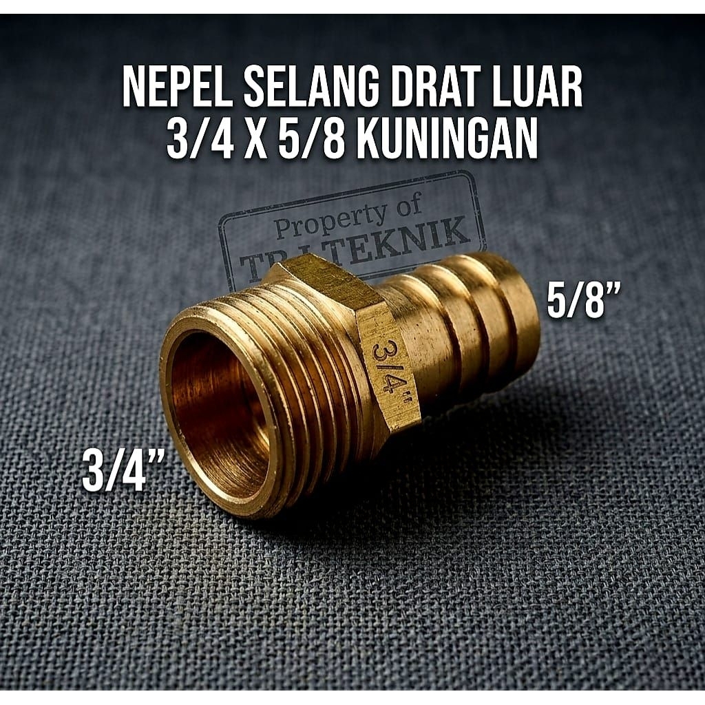 nepel selang drat luar 3/4"x5/8" Kuningan
