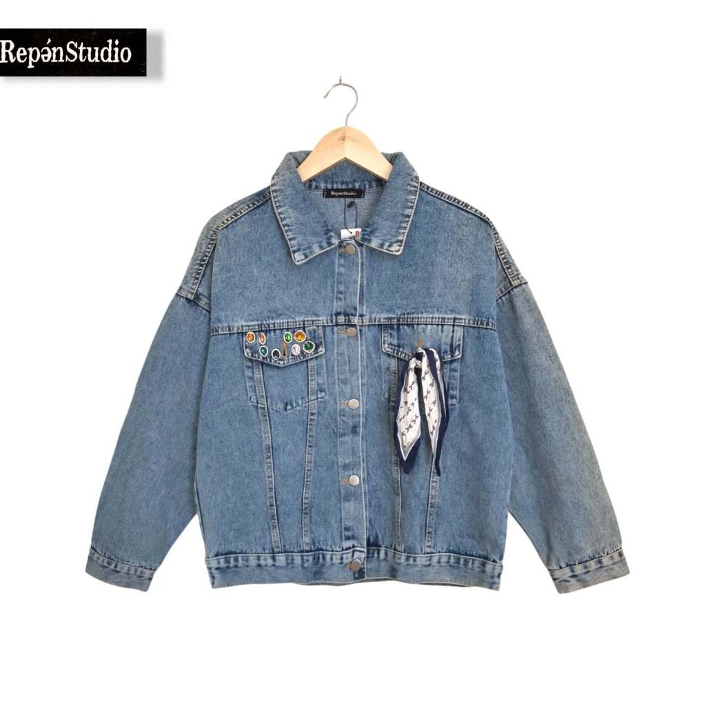 Jacket Jeans Denim Jewels Light Blue Wash (KODE : B143- 15)