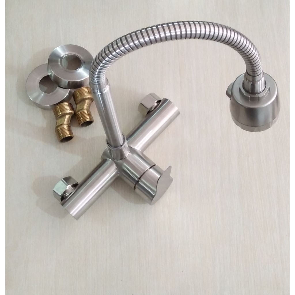 Kran Dapur Air Panas Dingin Leher Angsa Fleksible
