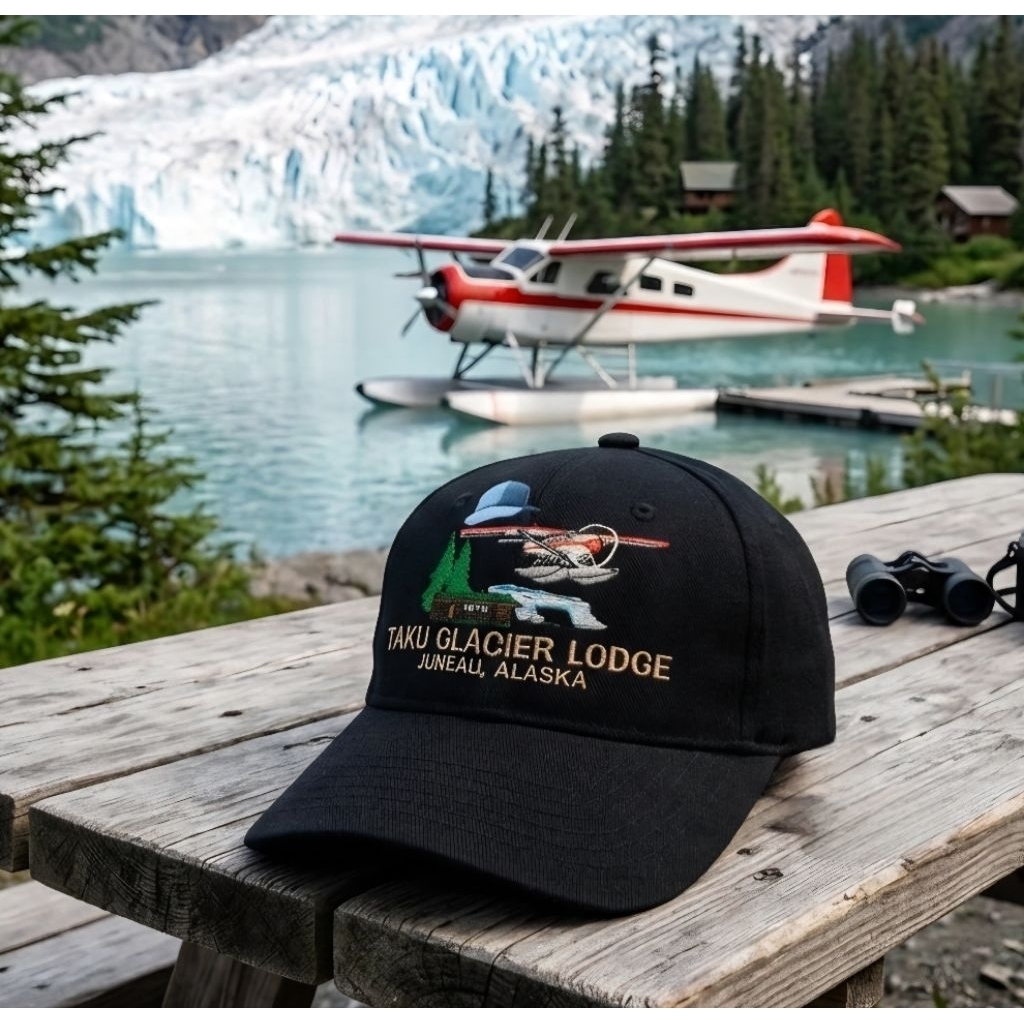 Topi Vintage Logo Pesawat Alaska Port Company Original Second Warna Hitam Pekat