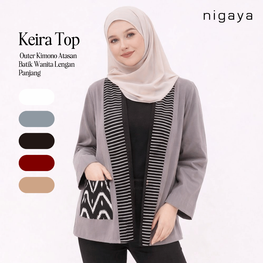 NIGAYA - Keira Top - Outer Kimono Atasan Batik Wanita Lengan Panjang