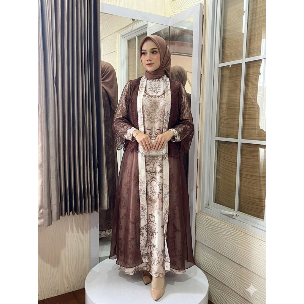 TNCO - Gamis Set Outer lepas - Gamis Organza mix Renda