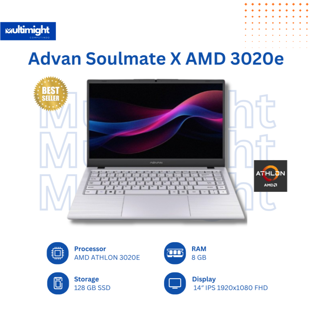 Advan Soulmate X AMD 3020e AMD Athlon 3020e | 8GB DDR4 | SSD 128GB | AMD Radeon Graphic | 14 INCH IP