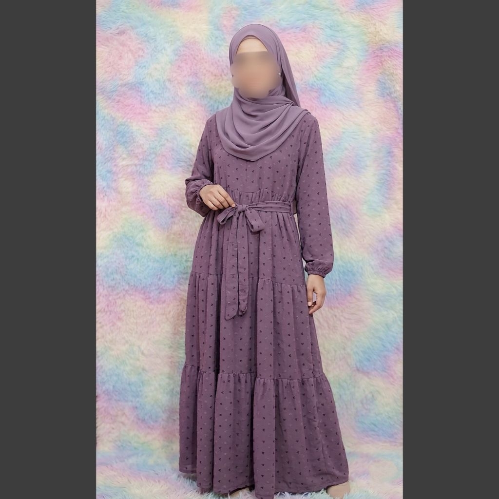 LIKE NEW Gamis Yoora Sarah Crincle Premium Violet