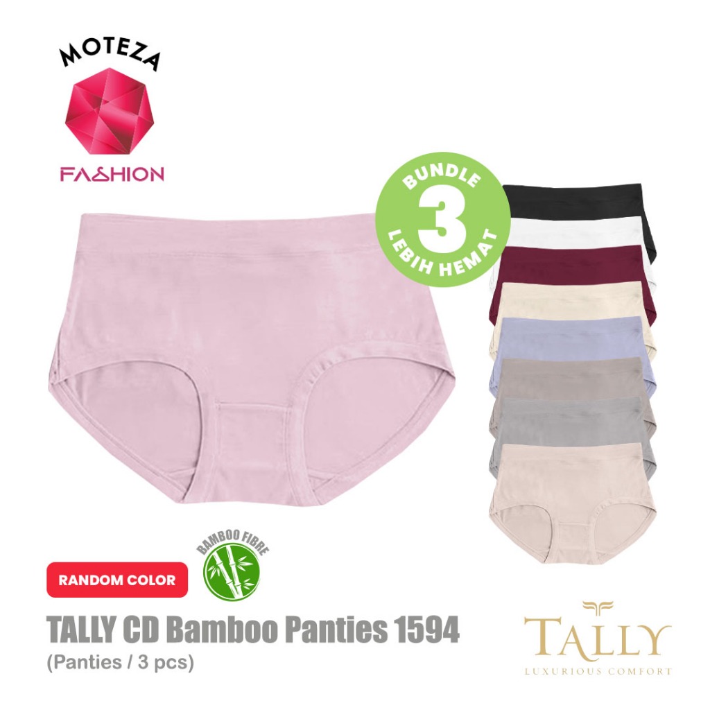 BUNDLE ISI 3 ; 6 pcs - Tally 1594 CD Celana Dalam Wanita Katun Bamboo Bambu | Free Size Stretch