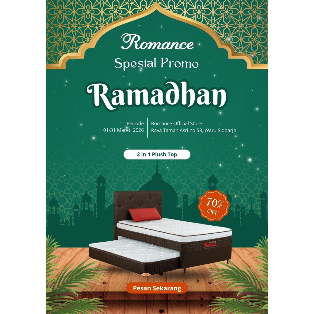 Romance Springbed - Ranjang Kolong Kasur 2in1 Plushtop