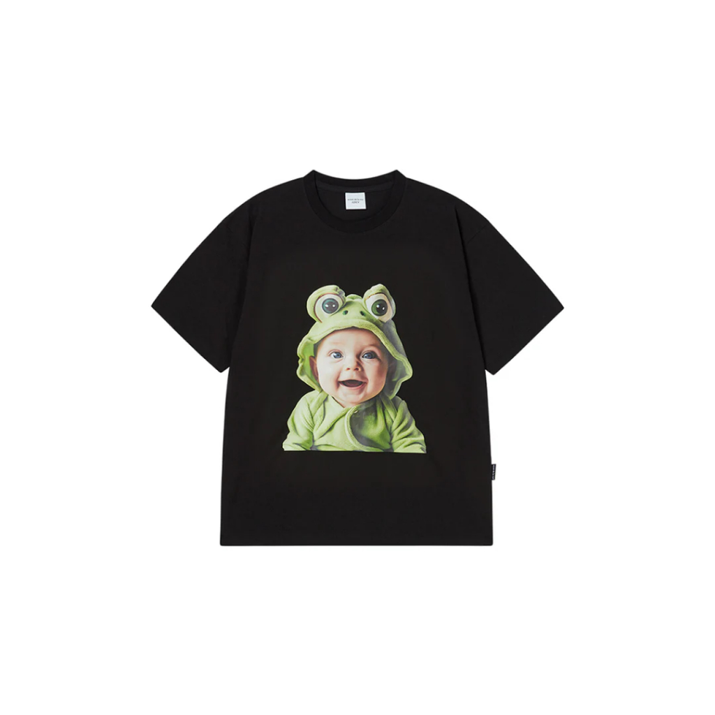 ADLV Baby Face Frog Baby Black Tee