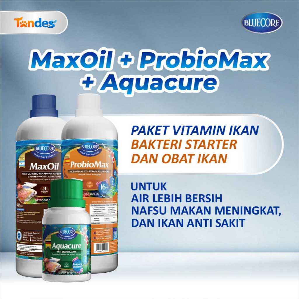 Bluecore Paket Vitamin Ikan Probiotik dan Obat Ikan Lele Nila Patin Gurame