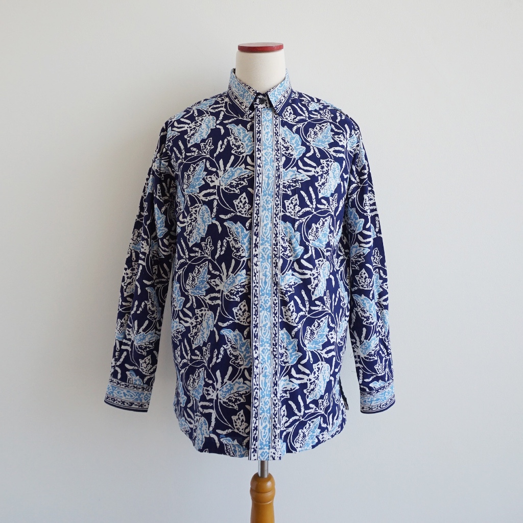 Benangsari Lutfi Shirt Batik Leaf Motif Daun Kemeja Katun Hem Pria