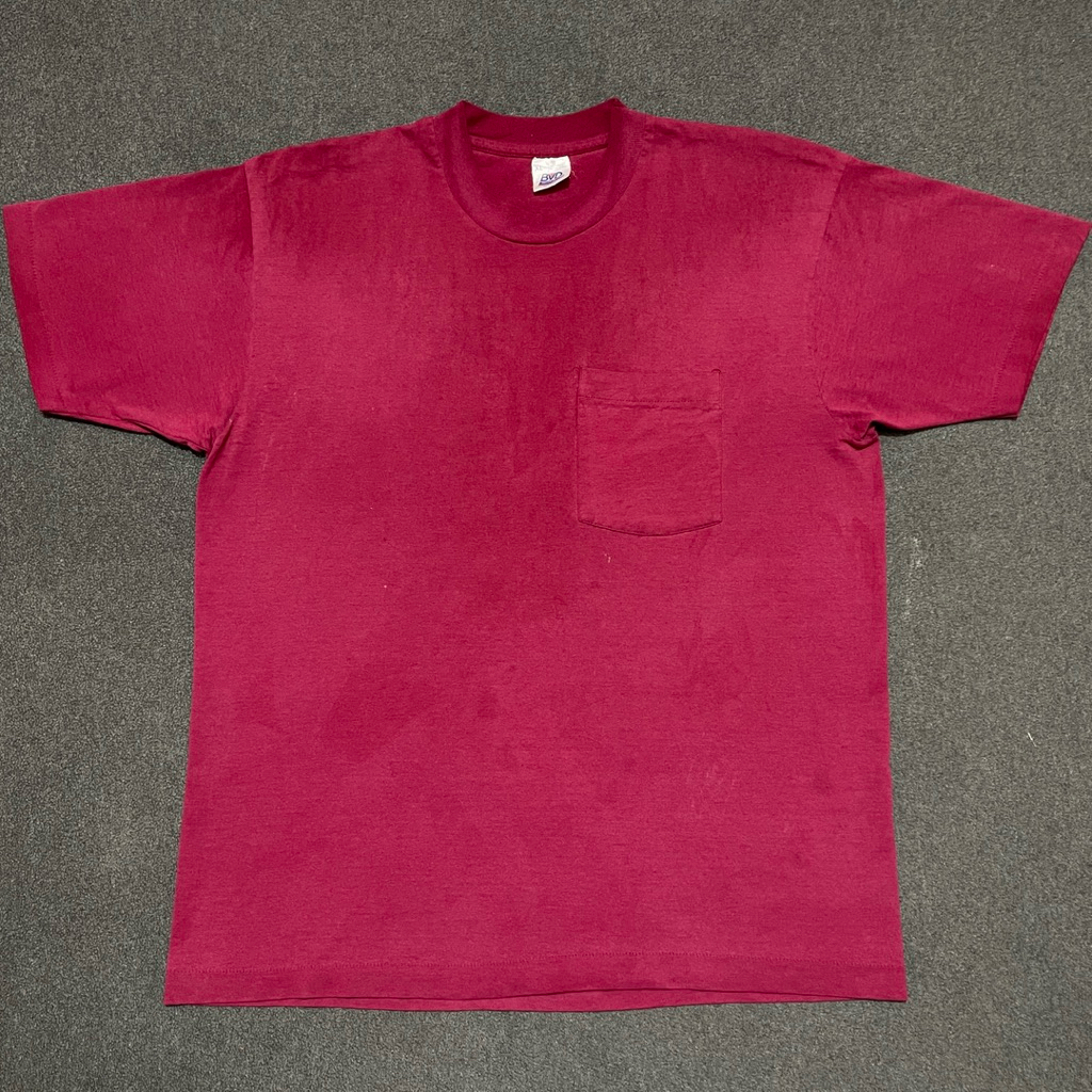 Kaos 80s BVD Pocket Selvedge Almost Blank Tee Maroon Color - XL