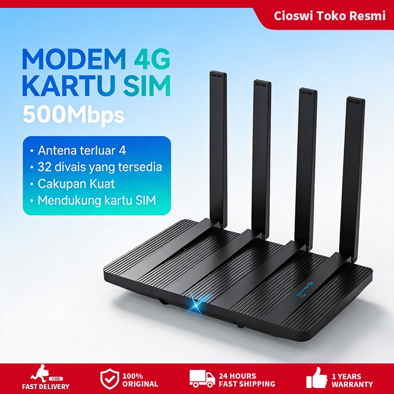 Cioswi 4G WiFi Router 500Mbps Dengan Kartu SIM