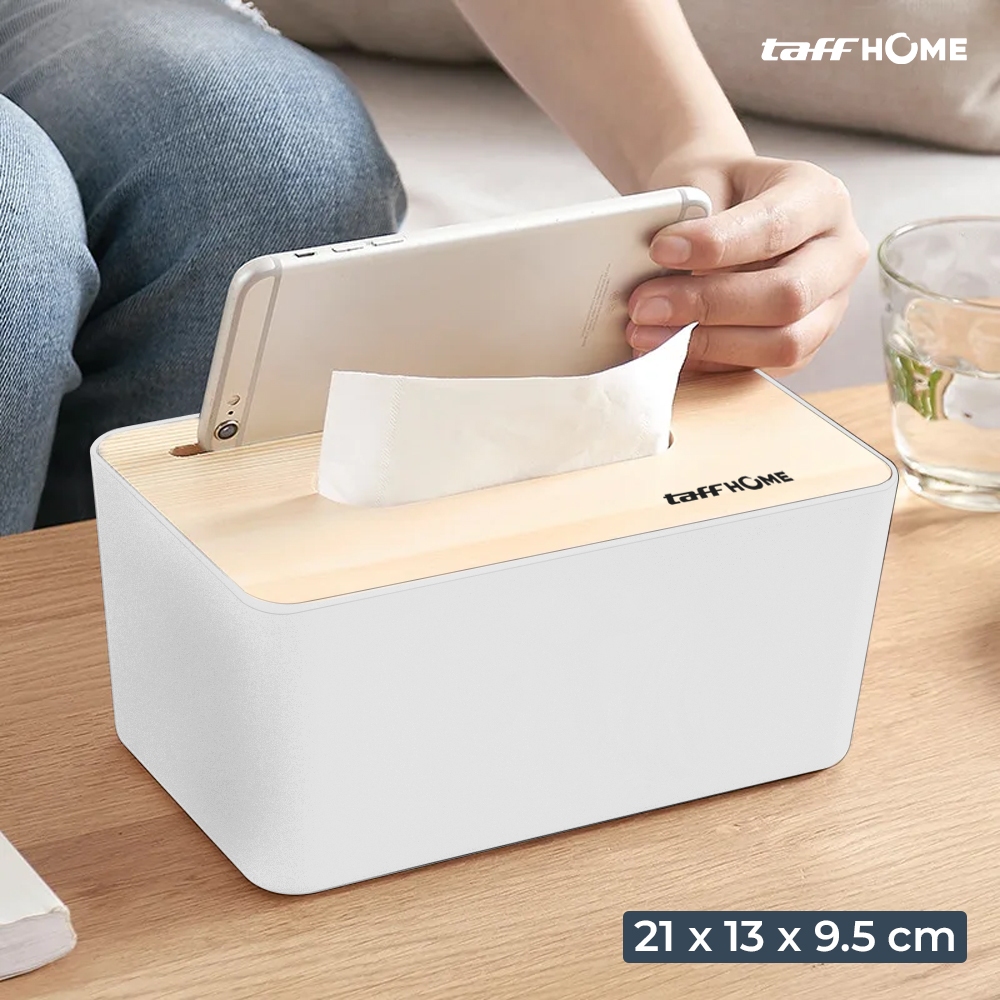 Kotak Tisu Kayu Tissue Box dengan Holder Smartphone - ZJ08