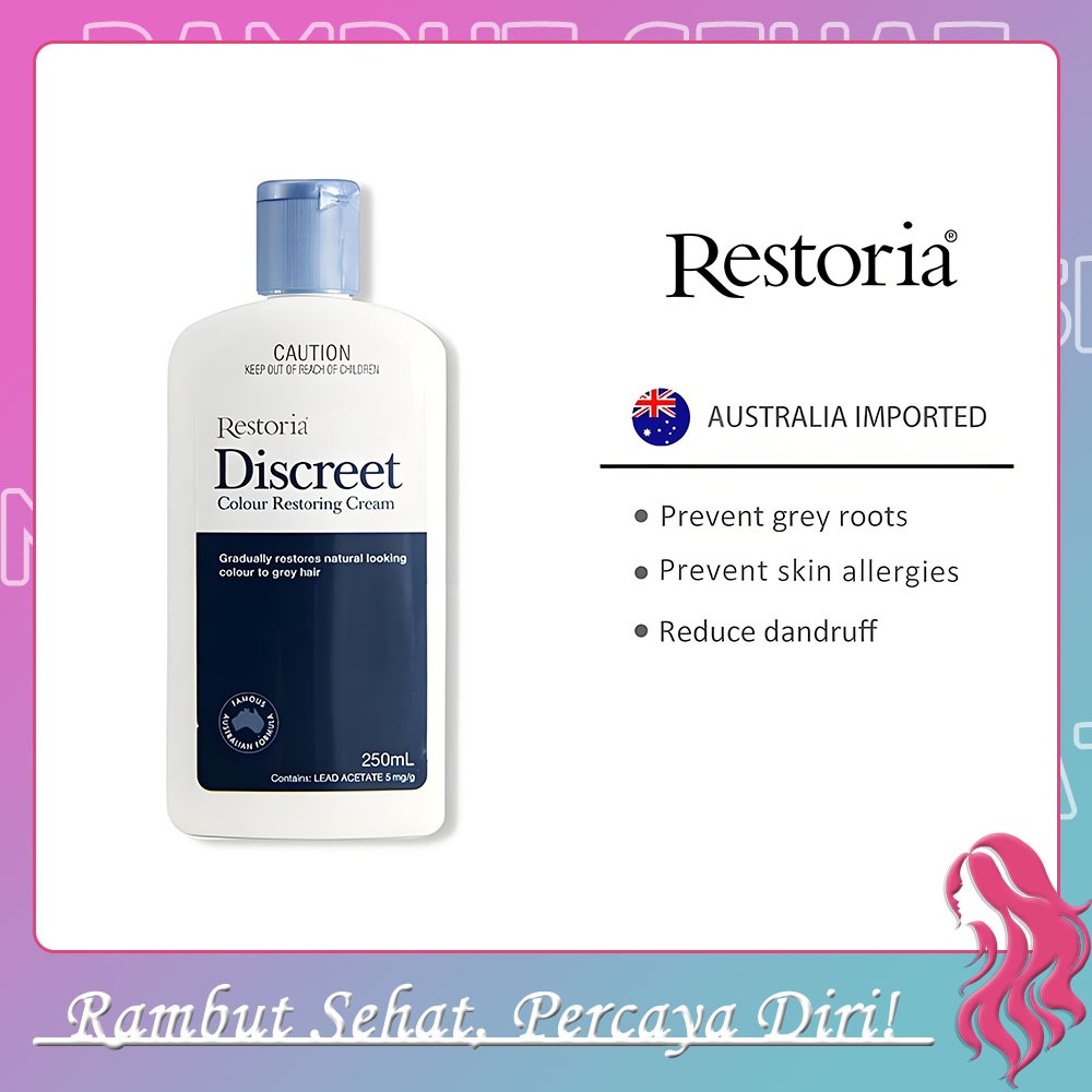 Restoria Discreet Colour Restoring Cream 250ml Original dari Australia – Perawatan Warna Rambut Uban