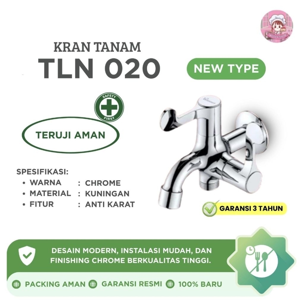 Kran Cabang Shower Wasser TLN-020 / Kran Double Wasser TLN 020 / Kran Cabang Shower Kuningan